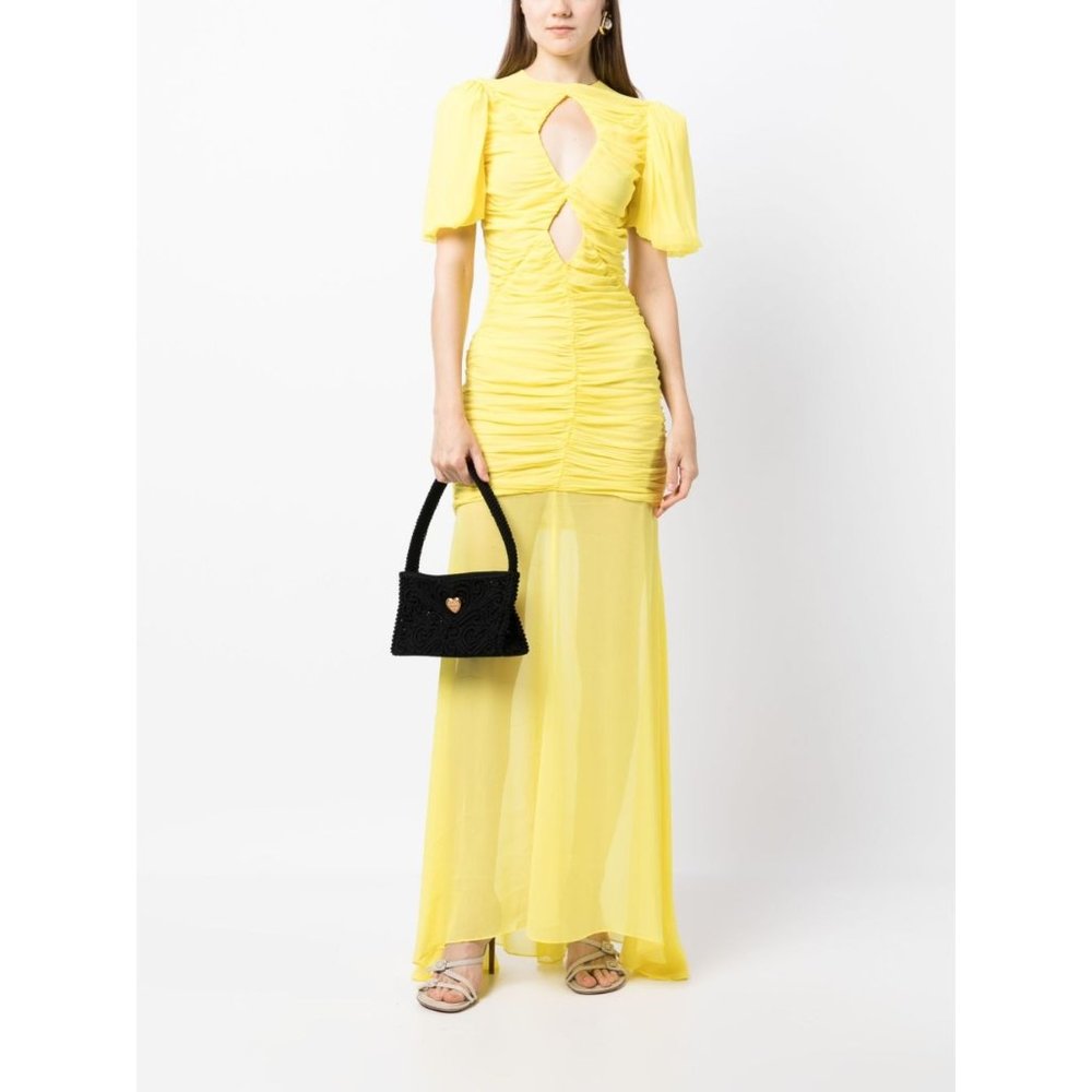 De La Vali Olympia Gown in Yellow UK 6 US 2 Womens Long Chiffon Maxi Dress